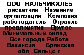 ООО "НАЛЬЧИКХЛЕБ" раскатчик › Название организации ­ Компания-работодатель › Отрасль предприятия ­ Другое › Минимальный оклад ­ 1 - Все города Работа » Вакансии   . Брянская обл.,Сельцо г.